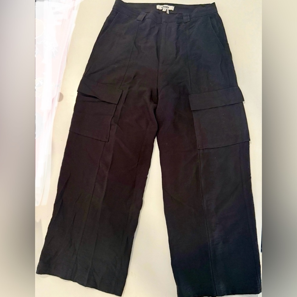 DKNY Women’s Black Linen Blend Cargo Pants